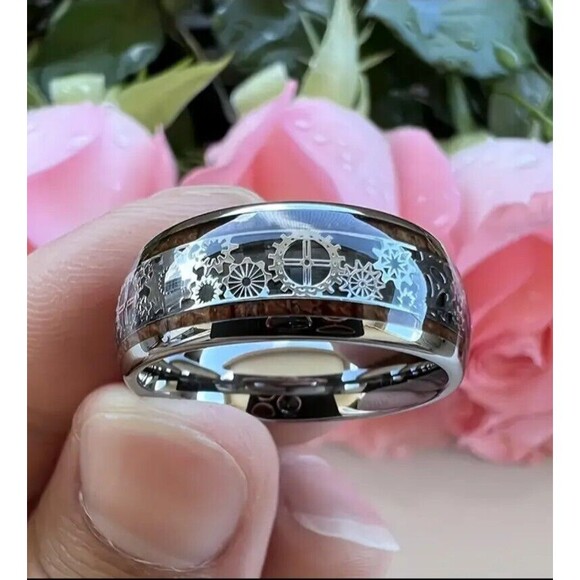 Men's Silver Ring surrounded with GEARS Size 8 - Picture 4 of 5